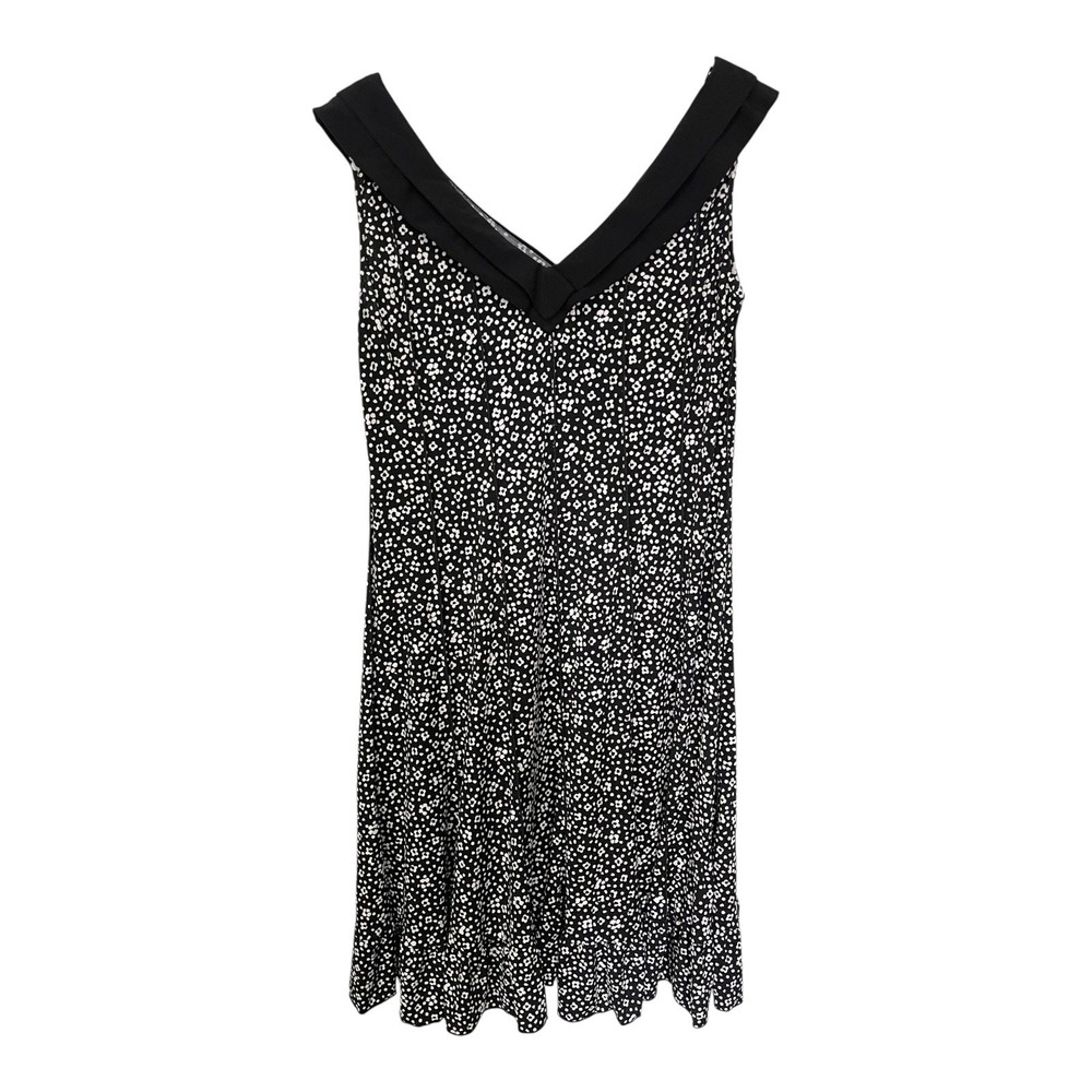 Studio 12 Black White Floral Sleeveless V-Neck Dress Retro Cottagecore Summer